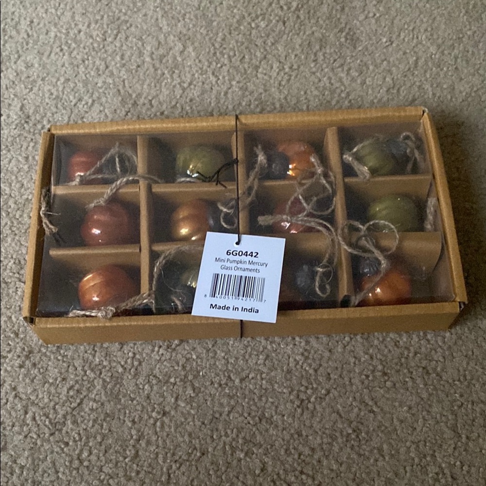 Mini Pumpkin Mercury Glass Ornaments - Set of 12